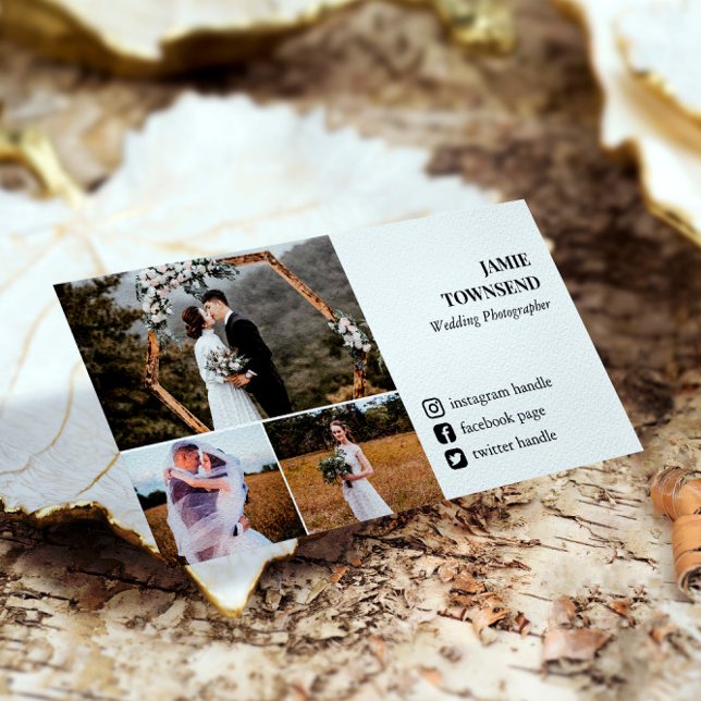 Cartão De Visita Fotografia de Colagem de Mídia Social Limpa (Criador carregado)