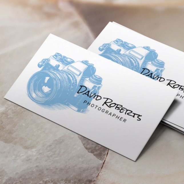 Cartão De Visita Fotografia de desenho de câmera fotográfica minima (Criador carregado)