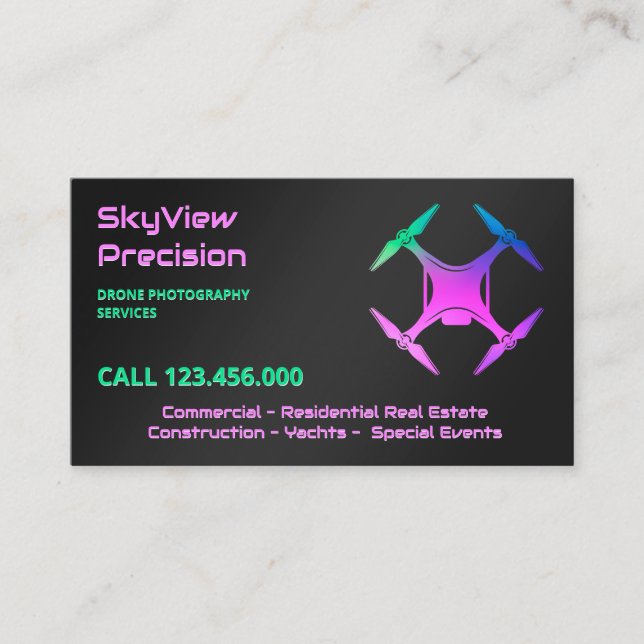 Cartão De Visita Fotografia de Drone UAV (Frente)