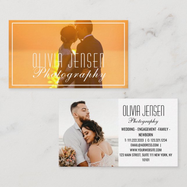 Cartão De Visita Fotografia de layout de 2 fotos moderna e mínima (Frente/Verso)