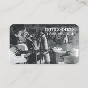 Cartão De Visita Fotografia de Músico Cantor Simples Moderna