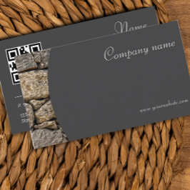 Cartão De Visita Fotografia de pedra minimalista com cinza de QR