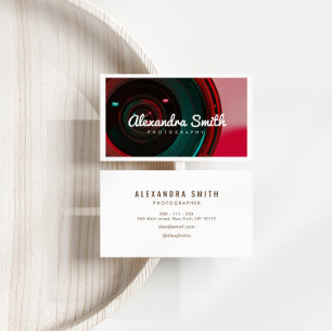 Cartão De Visita fotografia de script branco de neon da câmara mod