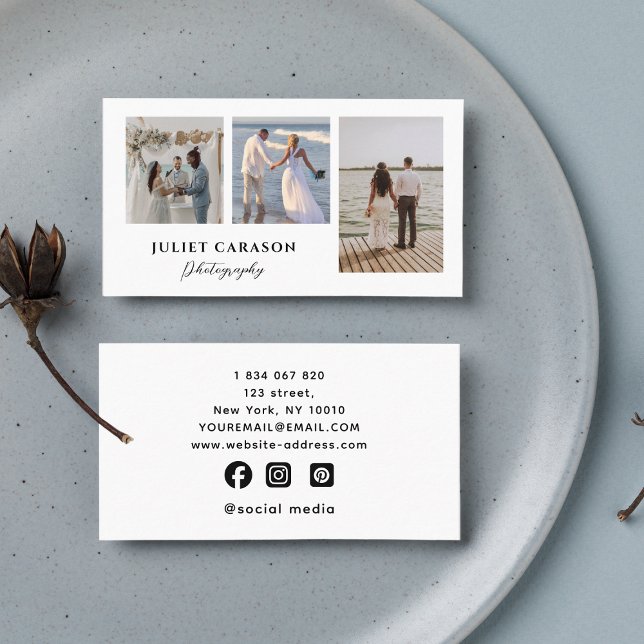 Cartão De Visita fotografia de script de caligrafia 3 fotos colagem (Criador carregado)