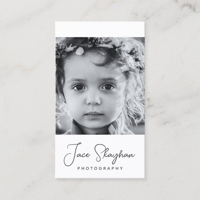 Cartão De Visita Fotografia de Script Elegante de Assinatura Simple (Frente)