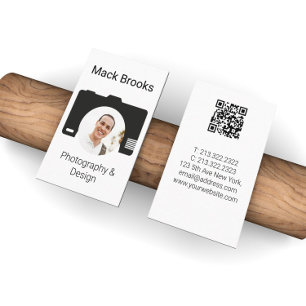 Cartão De Visita Fotografia e Design de código QR profissional