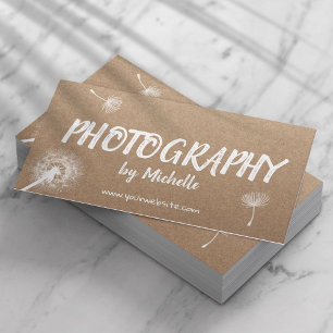 Cartão De Visita Fotografia Elegante Dandelion Rustic