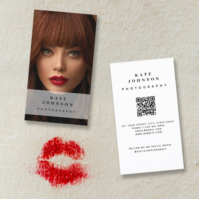 Cartão De Visita Fotografia Foto do Código QR da Mídia Social Moder (Criador carregado)