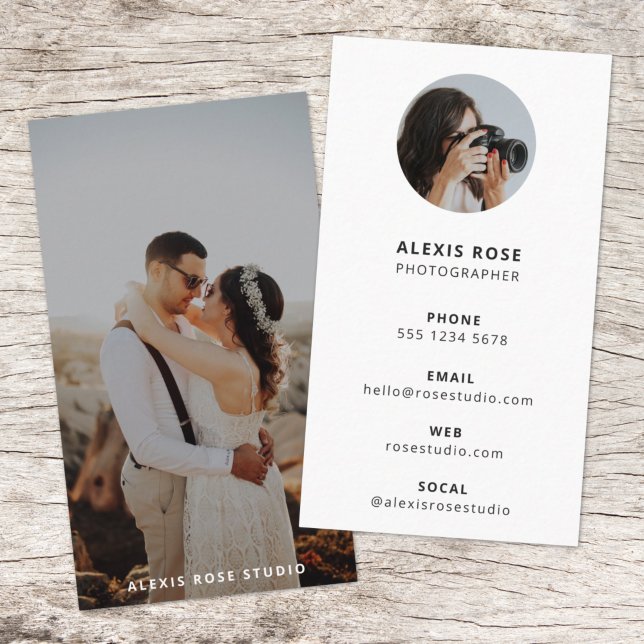 Cartão De Visita Fotografia: Foto Mínima Simples Moderna (Modern minimalist white photography business card by Guava - clean, simple and easily customizable)