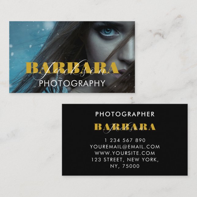 Cartão De Visita Fotografia Fotógrafo Fotografia Azul Preto (Frente/Verso)