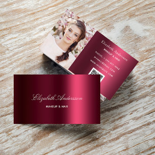Cartão De Visita Fotografia metálica embutida com código qr elegant
