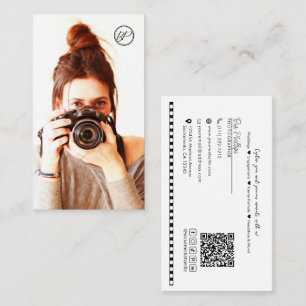Cartão De Visita Fotografia Minimalista de Foto e Logotipo