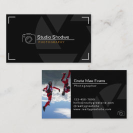 Cartão De Visita Fotografia moderna branca e preta com marca person