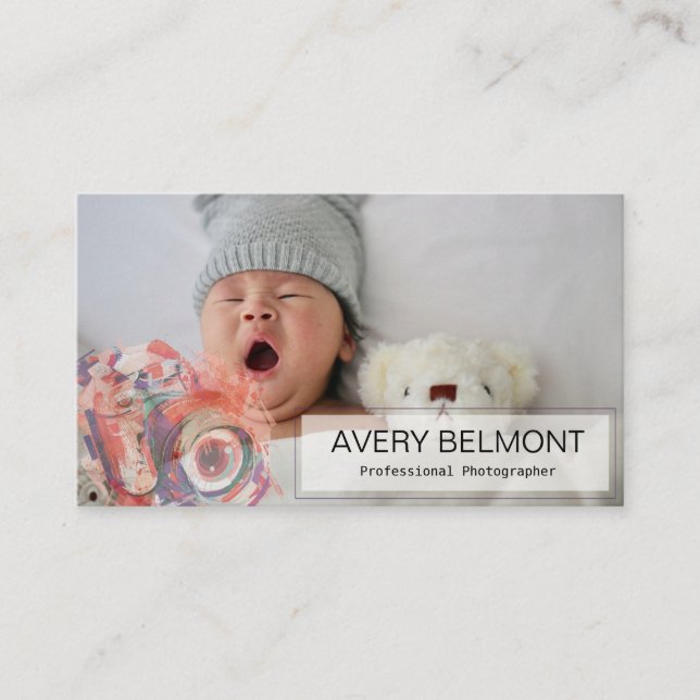 Cartão De Visita Fotografia moderna com ilustração de câmera (Frente)