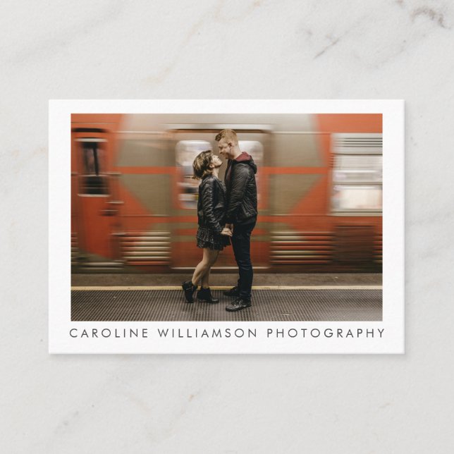 Cartão De Visita Fotografia Moderna Negócios Grande Foto Elegante (Frente)