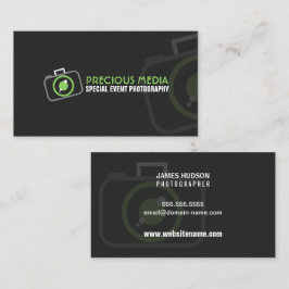 Cartão De Visita Fotografia Moderna Verde Branco Cinza