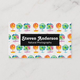 Cartão De Visita Fotografia natural   Árvore de aquarela