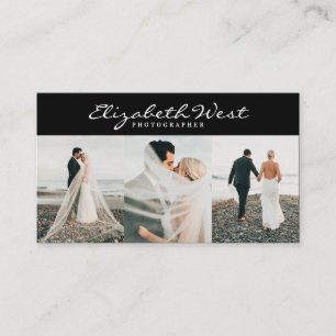 Cartão De Visita Fotografia negra moderna caligrafia de tendências
