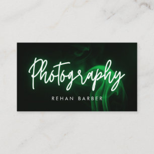Cartão De Visita Fotografia Neon Verde