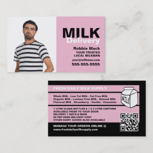 Cartão De Visita Fotografia Personalizada, Entrega de Leiteiro/Leit