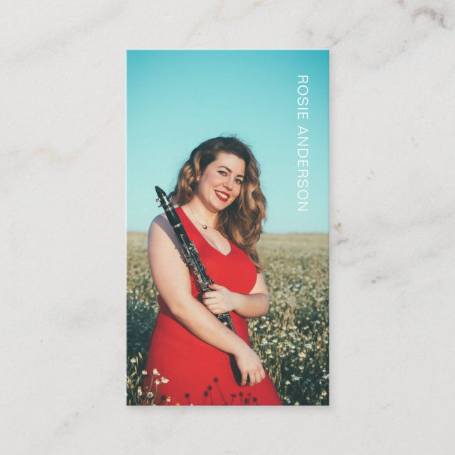 Cartão De Visita Fotografia Personalizada Musical QR Code Burgundy (Frente)