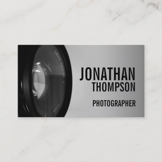 Cartão De Visita Fotografia profissional em preto e branco (Frente)