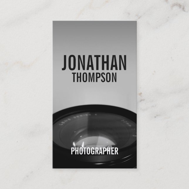Cartão De Visita Fotografia profissional em preto e branco (Frente)