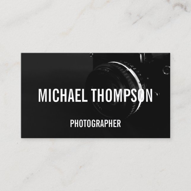 Cartão De Visita Fotografia profissional em preto e branco (Frente)