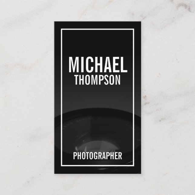 Cartão De Visita Fotografia profissional em preto e branco (Frente)