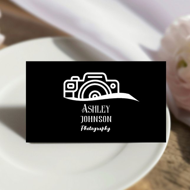 Cartão De Visita Fotografia Profissional Moderna de Caligrafia (Criador carregado)