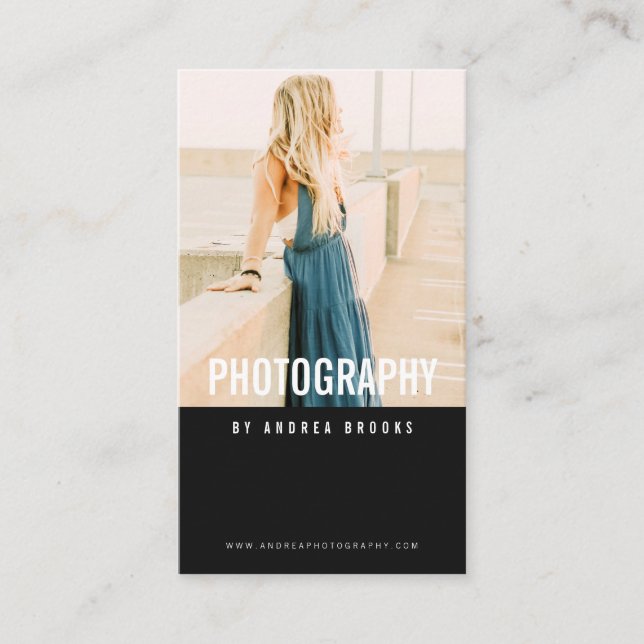Cartão De Visita Fotografia profissional moderna - preto (Frente)