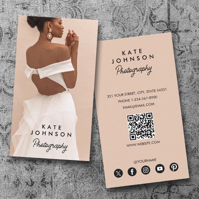 Cartão De Visita Fotografia simples do Cheio moderno (Modern Stylish Full Photo Simple Photography Business Card)