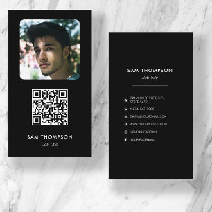 Cartão De Visita Fotografia Simples Moderna - Preto