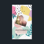 Cartão De Visita Fotografia tropical em forma pastel chic<br><div class="desc">Fotografia: folhas verdes modernas,  em forma pastel,  rosa,  amarelo,  fotografia química laranja</div>