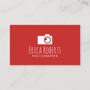 Cartão De Visita Fotografia vermelha mínima do logotipo da câmera