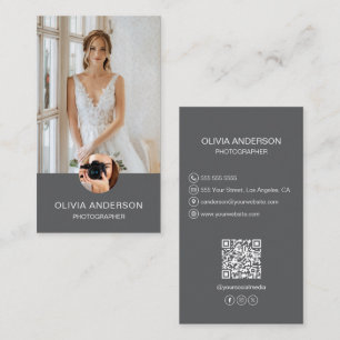 Cartão De Visita Fotógrafo 2 Fotografias Ícones Personalizados Cinz