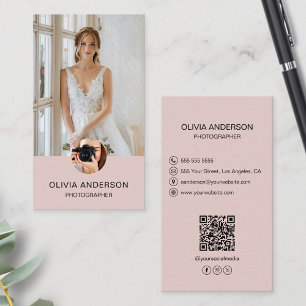 Cartão De Visita Fotógrafo 2 Fotos Ícones Personalizados Código QR 