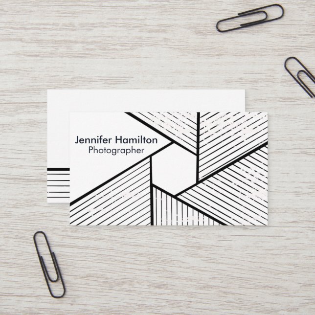 Cartão De Visita Fotógrafo abstrato Geométrico Preto e Branco (Frente/Verso In Situ)