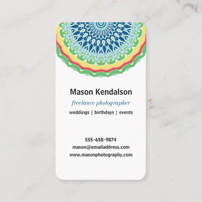 Cartão De Visita Fotógrafo da mandala (Frente)