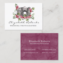 Cartão De Visita Fotógrafo De Casamento Da Câmara Floral De Marsala