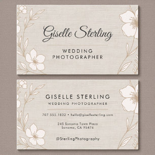 Cartão De Visita Fotógrafo de Casamento Moderno Floral Botânico Lin