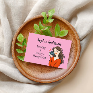 Cartão De Visita fotógrafo de menina bonita desenhado com indústria