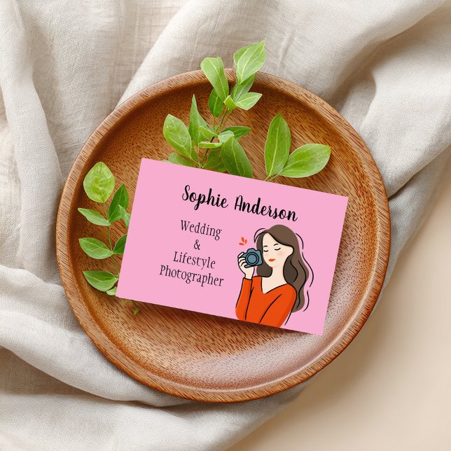 Cartão De Visita fotógrafo de menina bonita desenhado com indústria (Criador carregado)