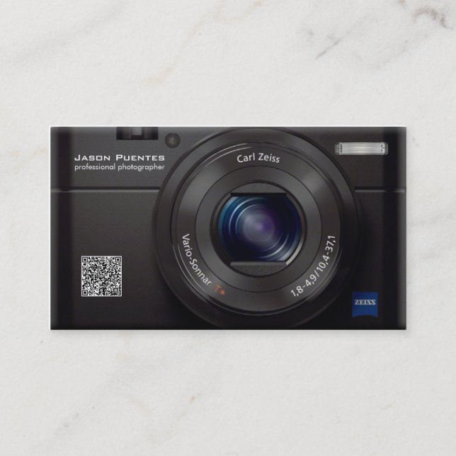 Cartão De Visita Fotógrafo do profissional da câmara digital da (Frente)