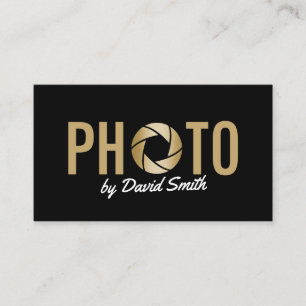Cartão De Visita Fotógrafo Dourado moderno do logotipo da câmera 