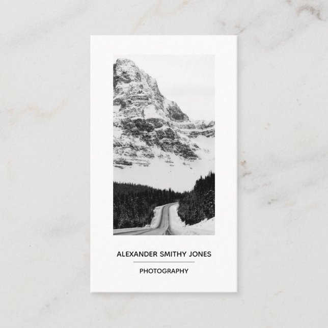 Cartão De Visita Fotógrafo freelance mínimo - preto e branco (Frente)