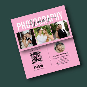 Cartão De Visita Fotógrafo Grade de 3 Fotos Código QR Fotografia