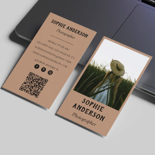 Cartão De Visita Fotógrafo Minimalista Moderno Foto com Código QR