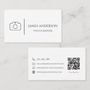Cartão De Visita Fotógrafo Minimalista Preto e Branco