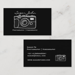 Cartão De Visita Fotógrafo Minimalista Videomaker Desenhado à Mão